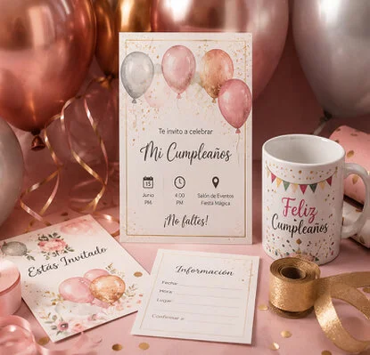 Todo para Fiestas: Globos, Decoración y Tarjetas Personalizadas Diseño de Tarjetas de invitacion Personalizadas, Empaques de regalo personalizados, bombas para fiestas, material para decorar fiestas eventos